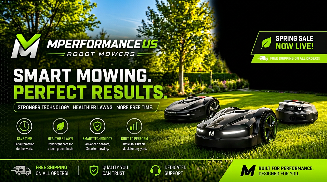 MPerformanceUS robot mowers on a lawn